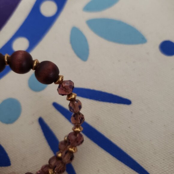 Alex and Ani Beaded Wood Beads & Pinkish Purple Beaded Wrap Gold Vintage     82 - Picture 6 of 10